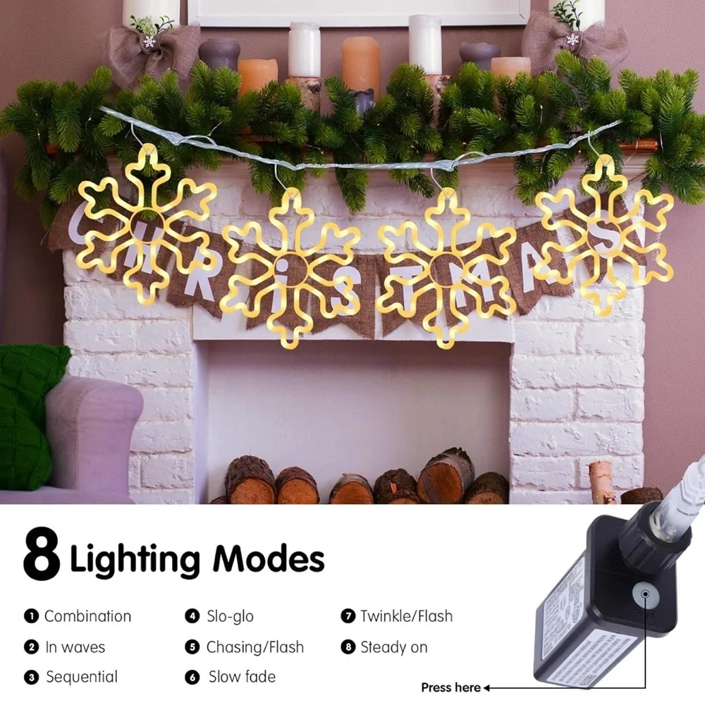 Snowflake String Lights - Warm White